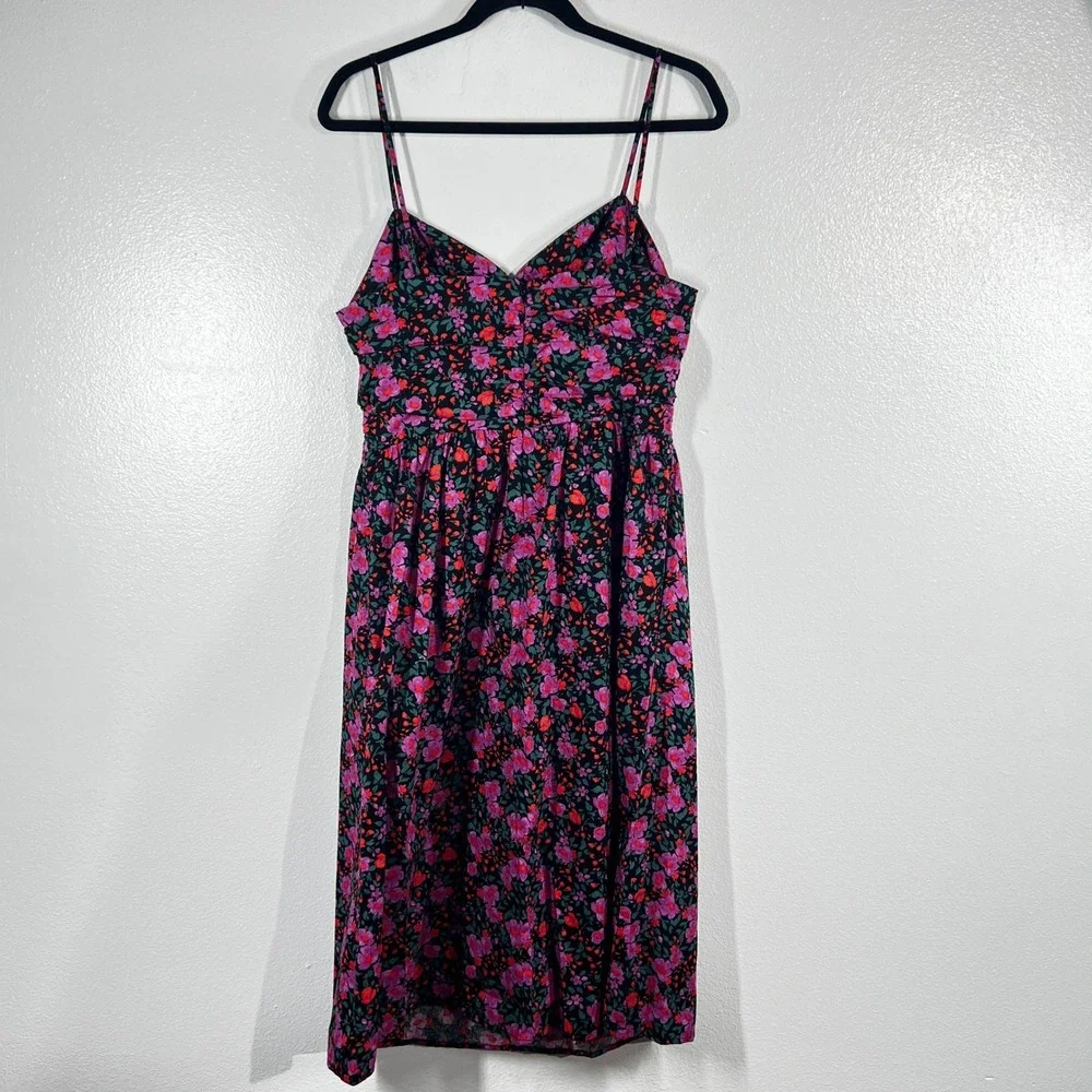 Socialite Pink & Red Floral Keyhole & Slit Cutout Midi Sundress MP Whimsigoth - Picture 2 of 10